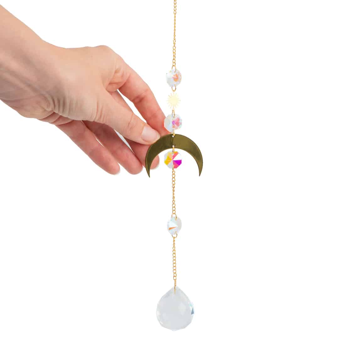 Feng Shui Regenboog Hanger Kristal Halve Maan Goudkleurig (35 cm)