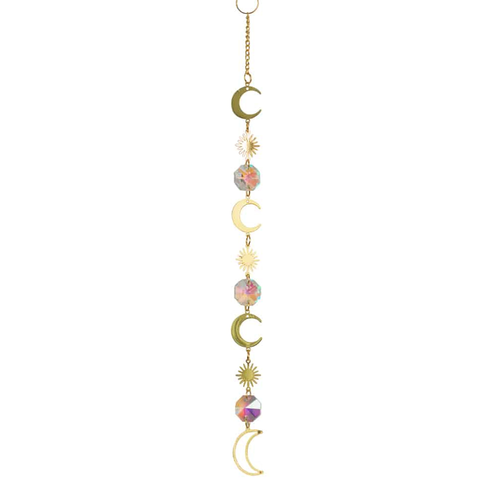 Feng Shui Regenboog Hanger Triple Zon en Maan Goudkleurig (24 cm)