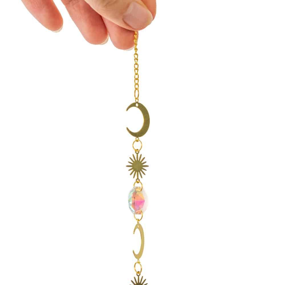 Feng Shui Regenboog Hanger Triple Zon en Maan Goudkleurig (24 cm)