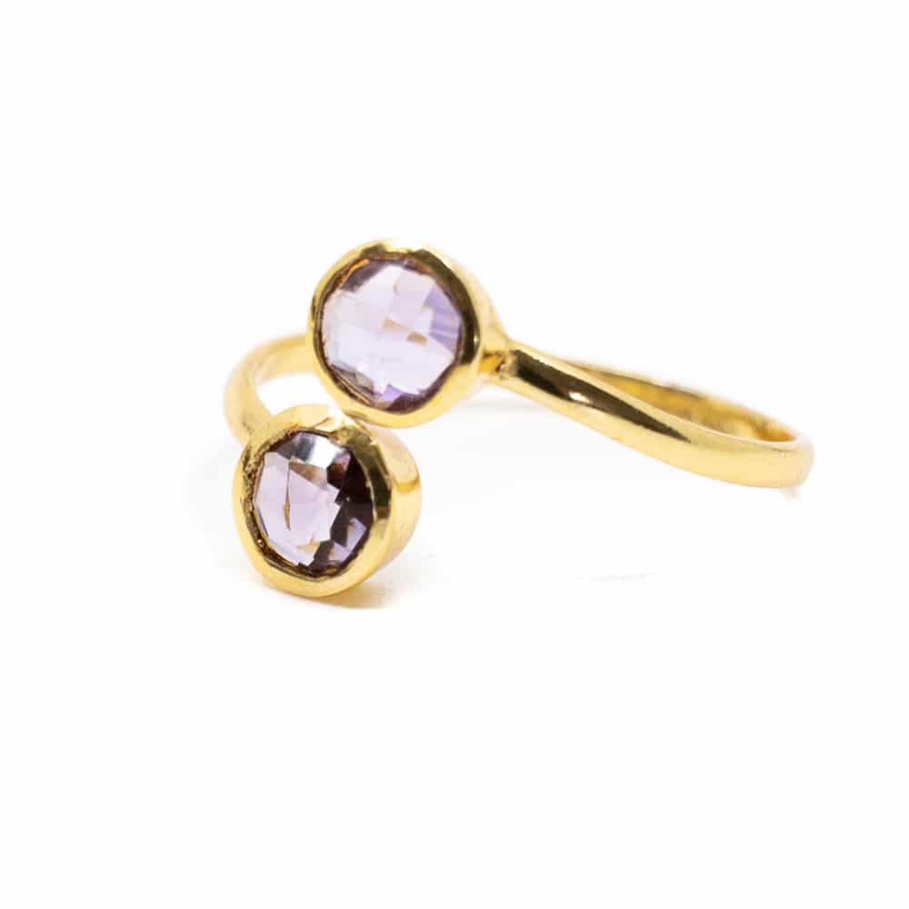 Geboortesteen Ring Amethist Februari – 925 Zilver Verguld – Verstelbaar