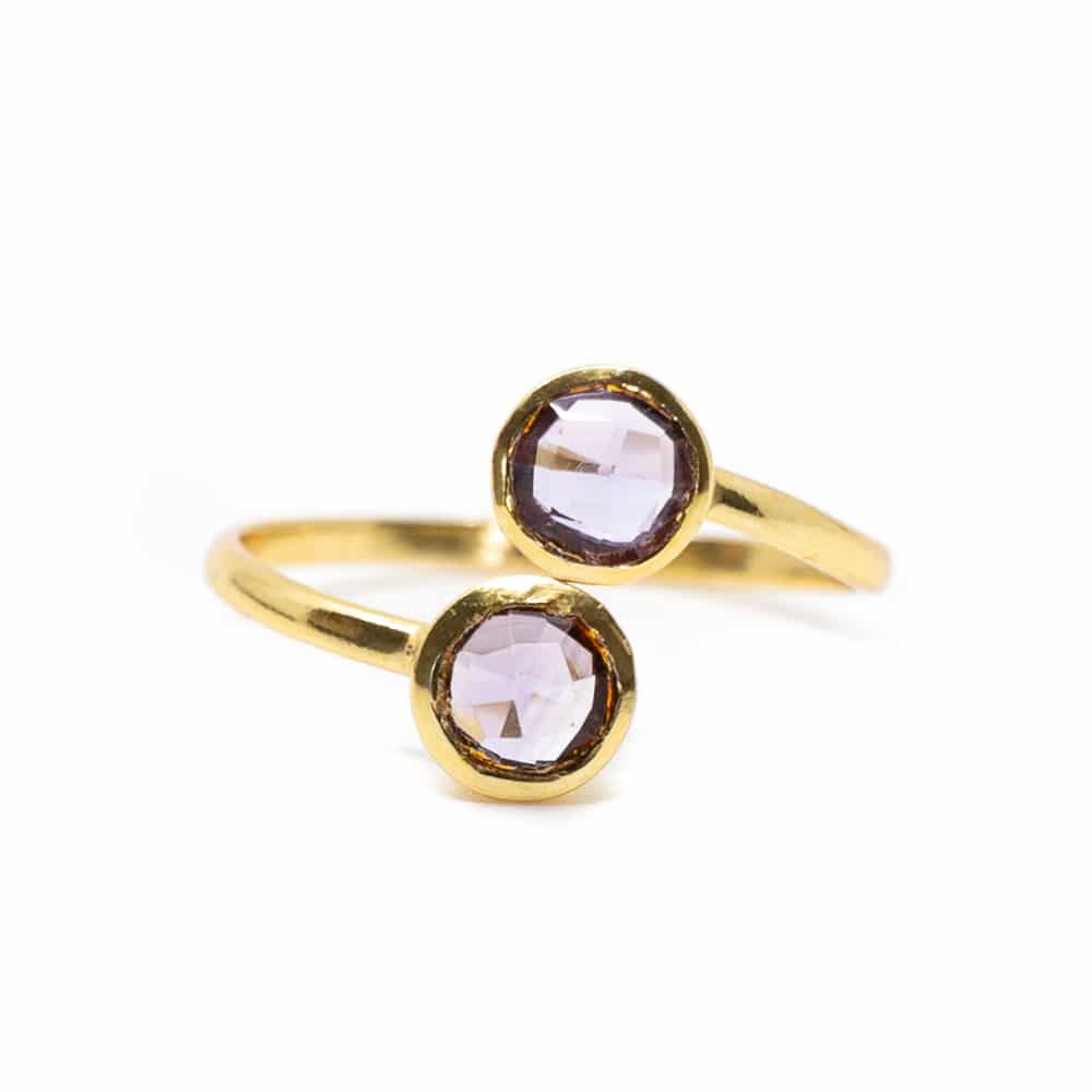 Geboortesteen Ring Amethist Februari – 925 Zilver Verguld – Verstelbaar