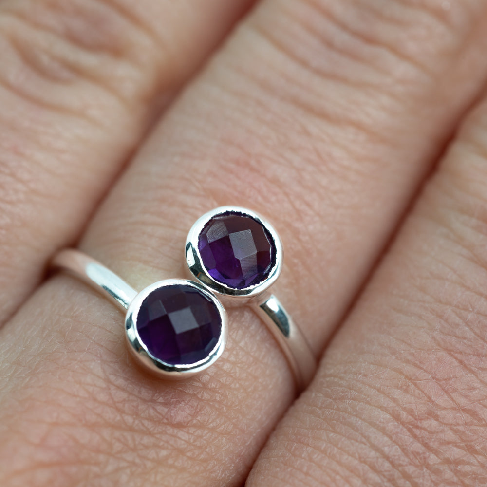 Geboortesteen Ring Amethist Februari – 925 Zilver – Zilverkleurig