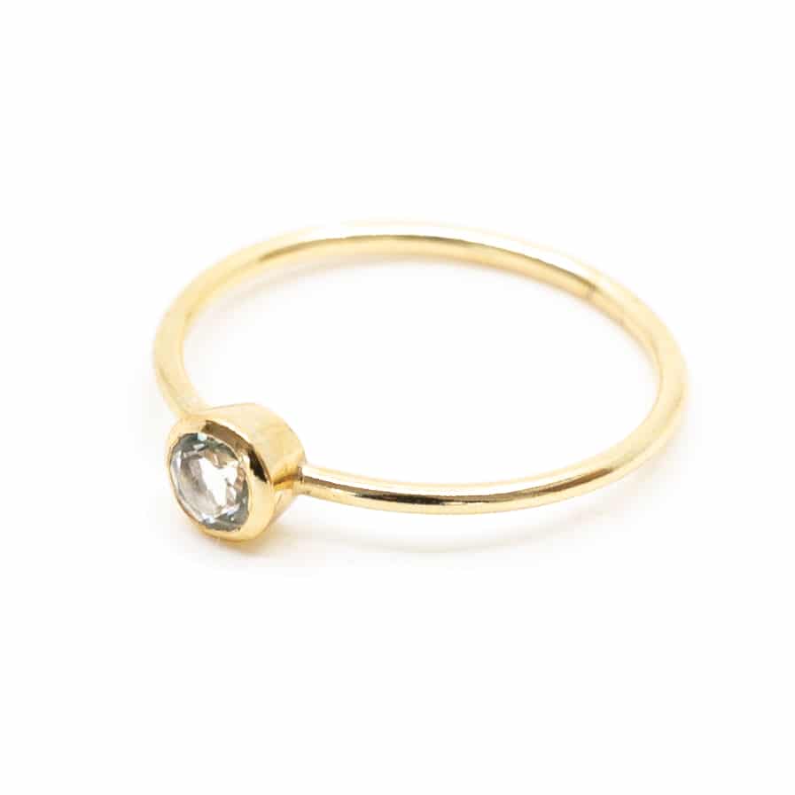 Geboortesteen Ring Aquamarijn Maart – 925 Zilver Verguld (Maat 17)