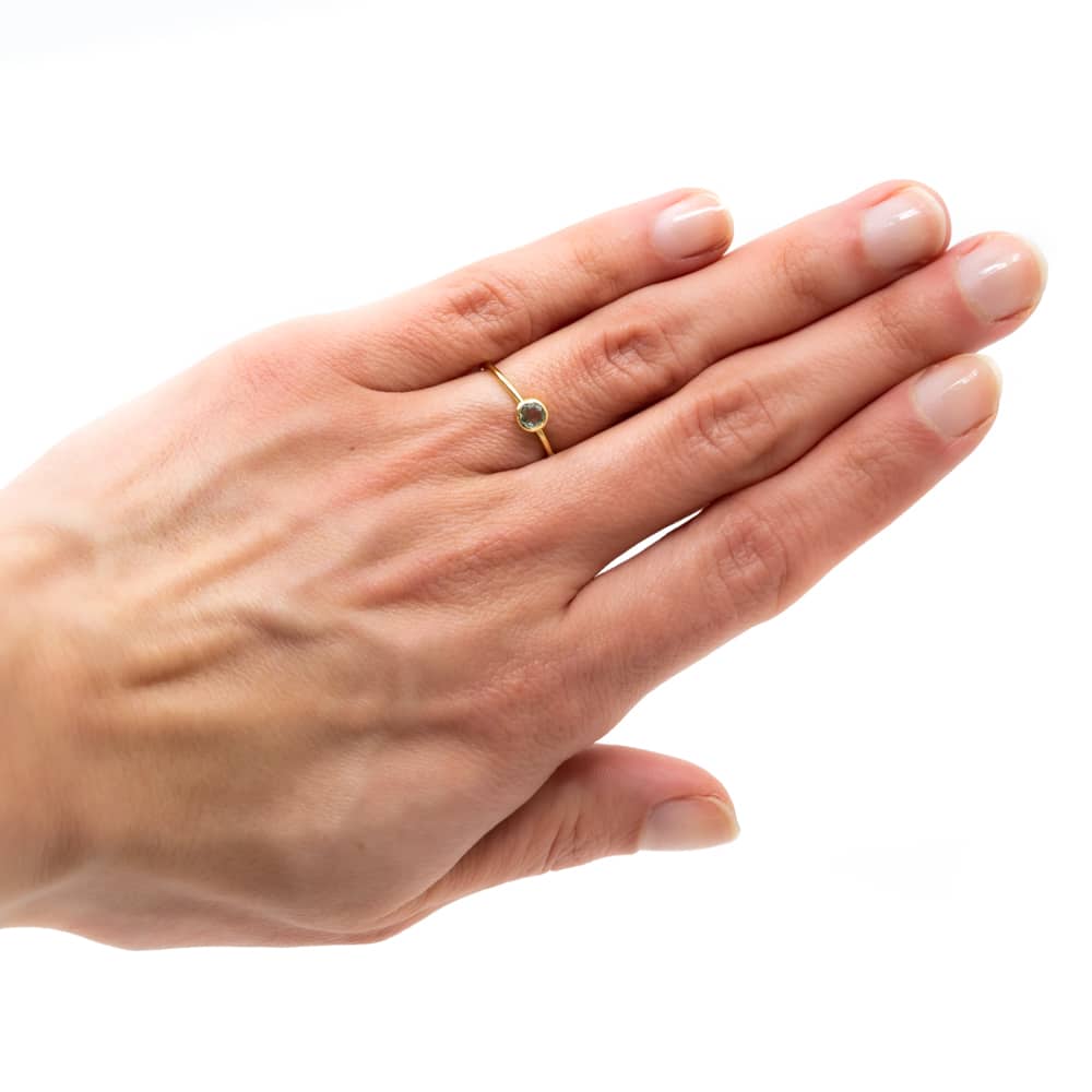 Geboortesteen Ring Aquamarijn Maart – 925 Zilver Verguld (Maat 17)