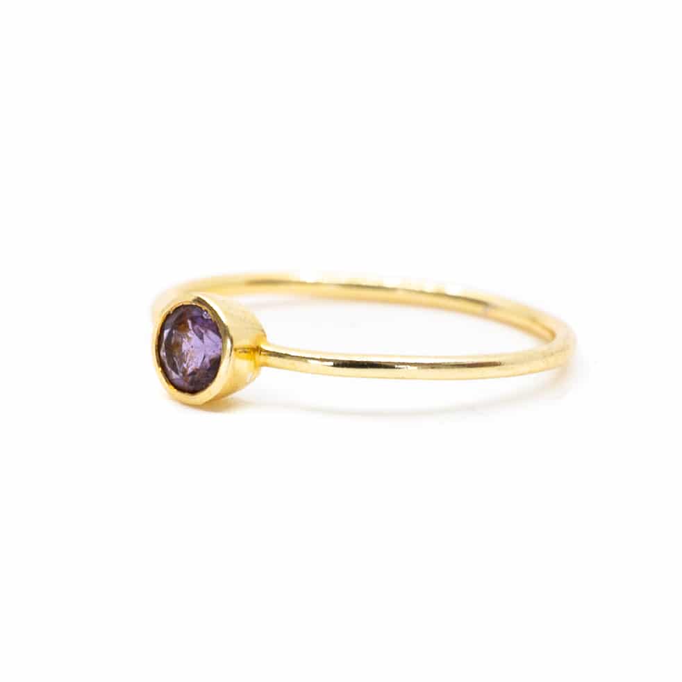Geboortesteen Ring Amethist Februari – 925 Zilver Verguld (Maat 17)