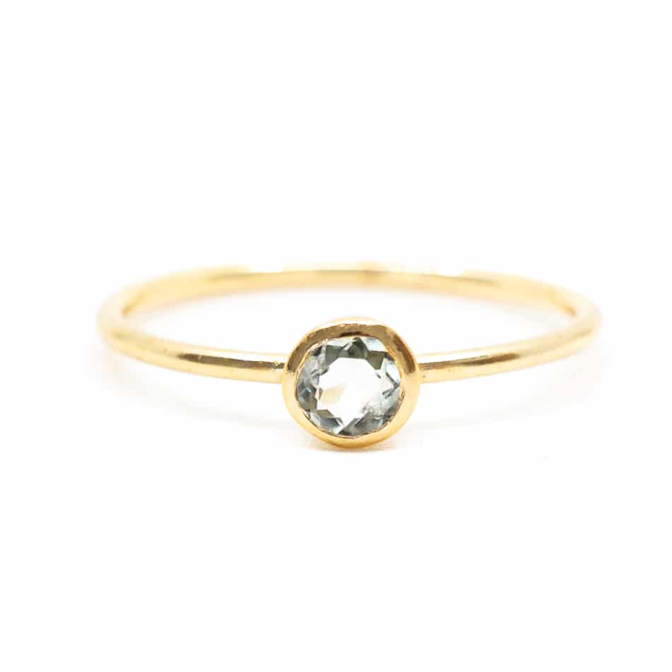 Geboortesteen Ring Aquamarijn Maart – 925 Zilver Verguld (Maat 17)