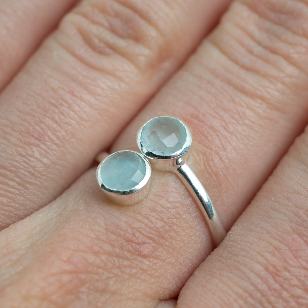 Geboortesteen Ring Aquamarijn Maart – 925 Zilver – Zilverkleurig