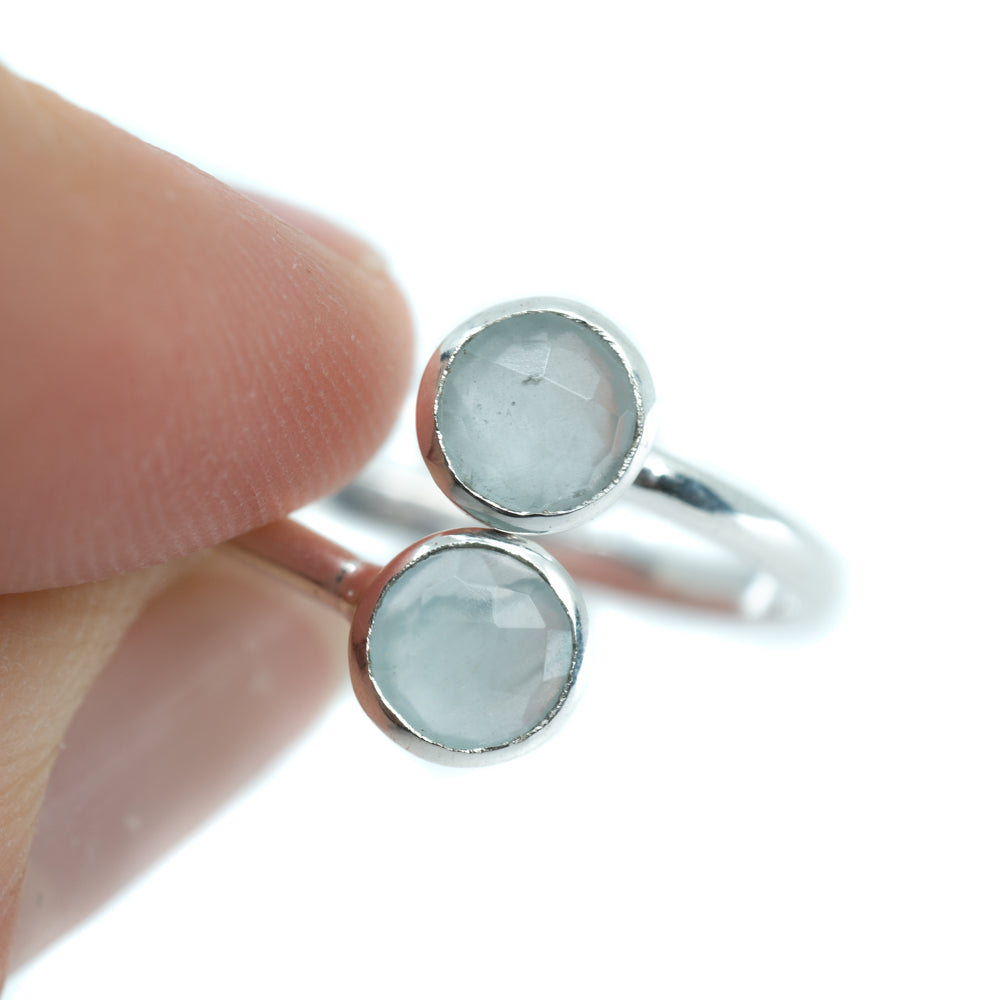 Geboortesteen Ring Aquamarijn Maart – 925 Zilver – Zilverkleurig