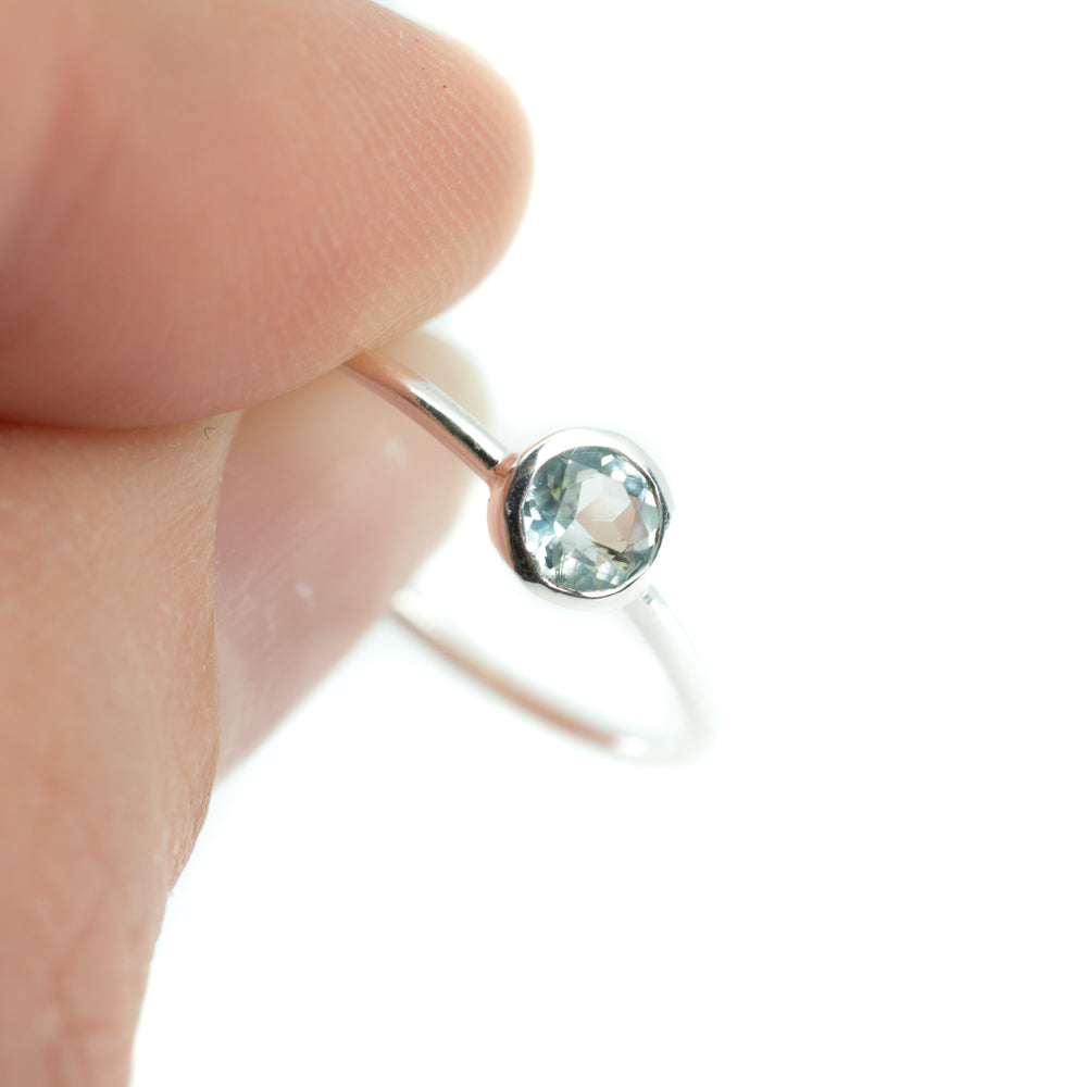 Geboortesteen Ring Aquamarijn Maart – 925 Zilver – Zilverkleurig (Maat 17)
