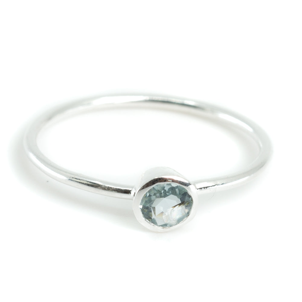 Geboortesteen Ring Aquamarijn Maart – 925 Zilver – Zilverkleurig (Maat 17)