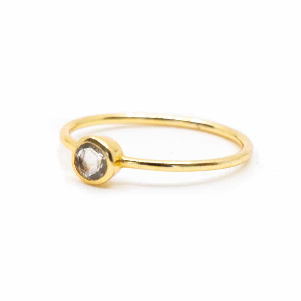 Geboortesteen Ring Bergkristal April – 925 Zilver Verguld (Maat 17)