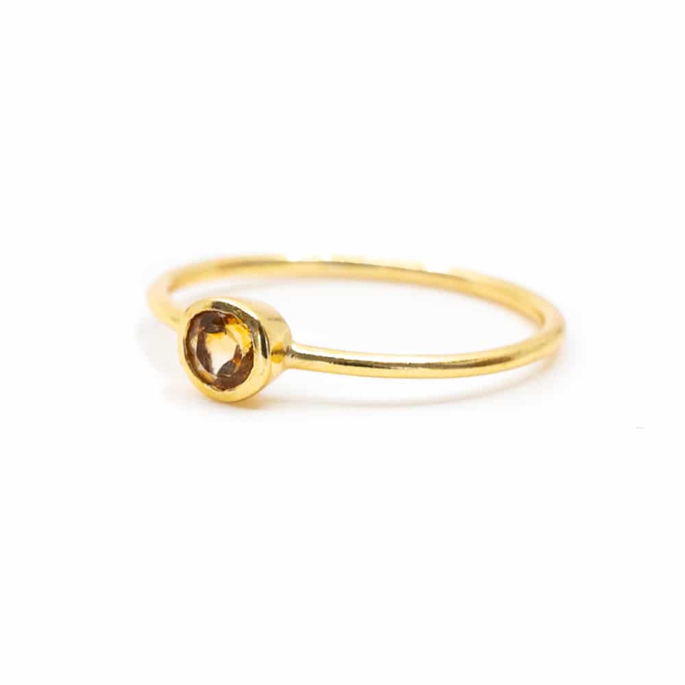Geboortesteen Ring Citrien November – 925 Zilver Verguld (Maat 17)