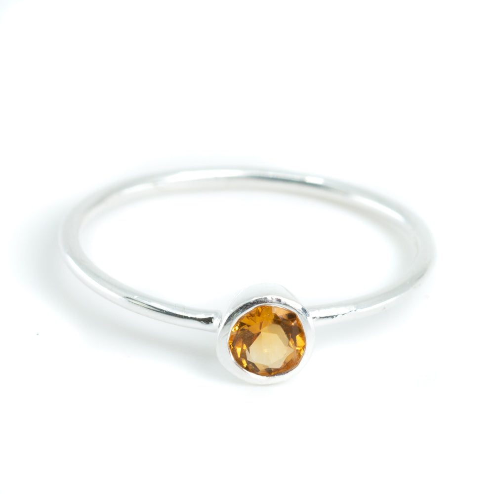 Geboortesteen Ring Citrien November – 925 Zilver – Zilverkleurig (Maat 17)
