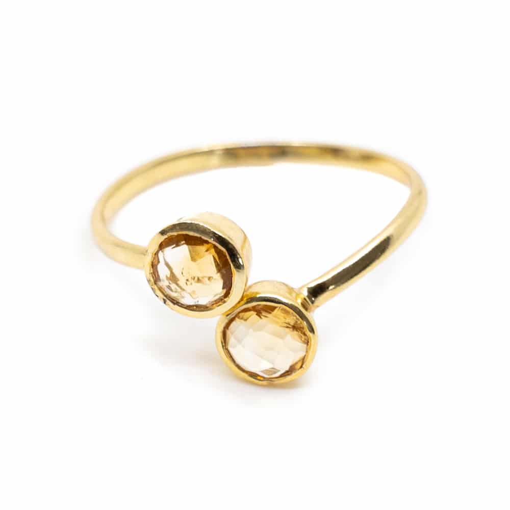 Geboortesteen Ring Citrien November – 925 Zilver Verguld – Verstelbaar
