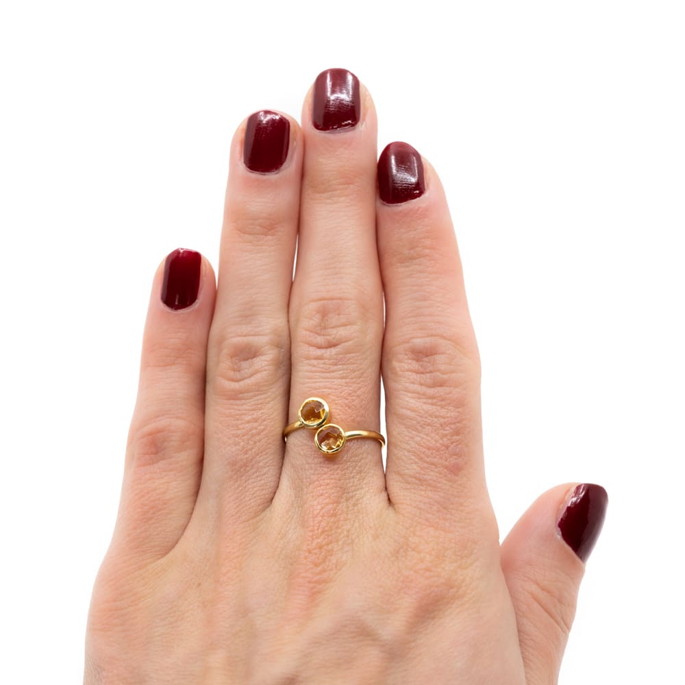 Geboortesteen Ring Citrien November – 925 Zilver Verguld – Verstelbaar