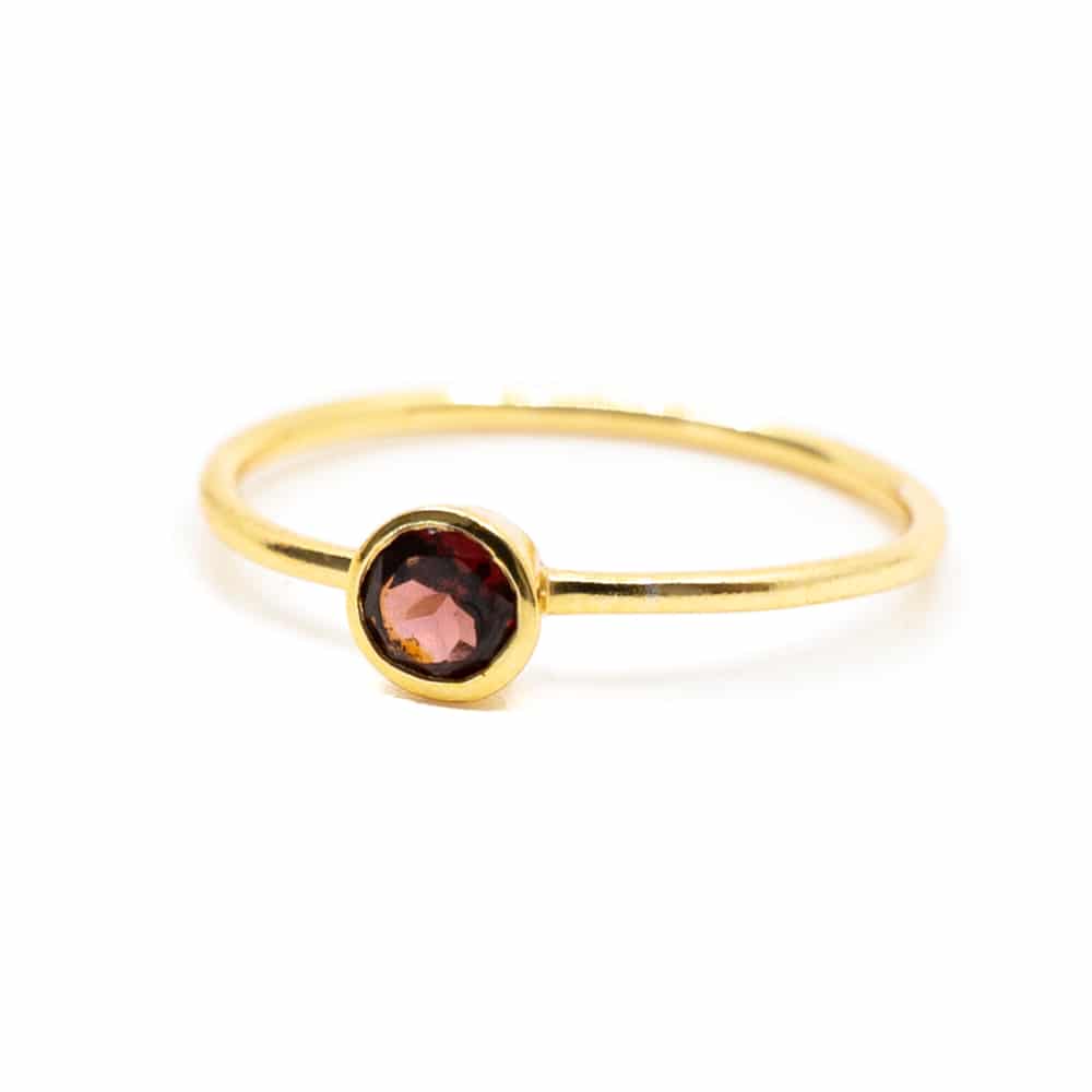 Geboortesteen Ring Granaat Januari – 925 Zilver Verguld (Maat 17)