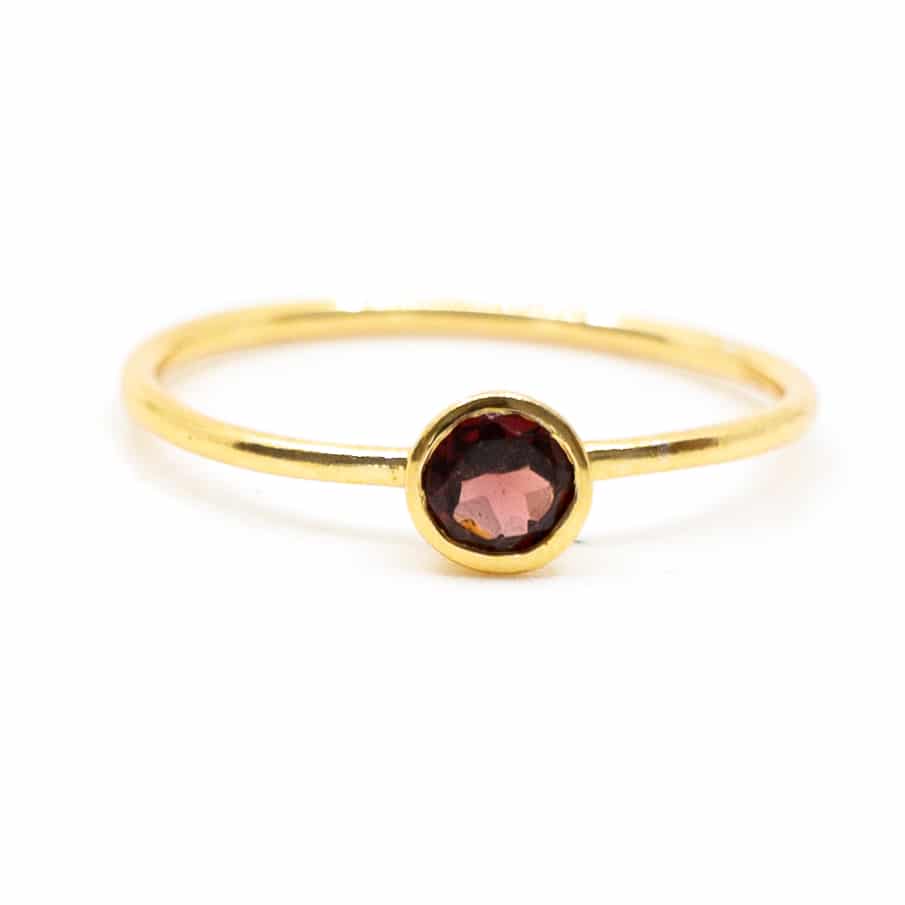 Geboortesteen Ring Granaat Januari – 925 Zilver Verguld (Maat 17)