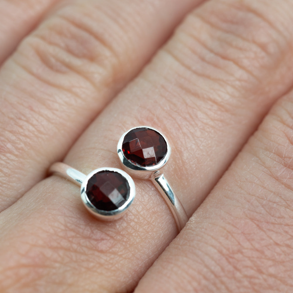 Geboortesteen Ring Granaat Januari – 925 Zilver – Zilverkleurig