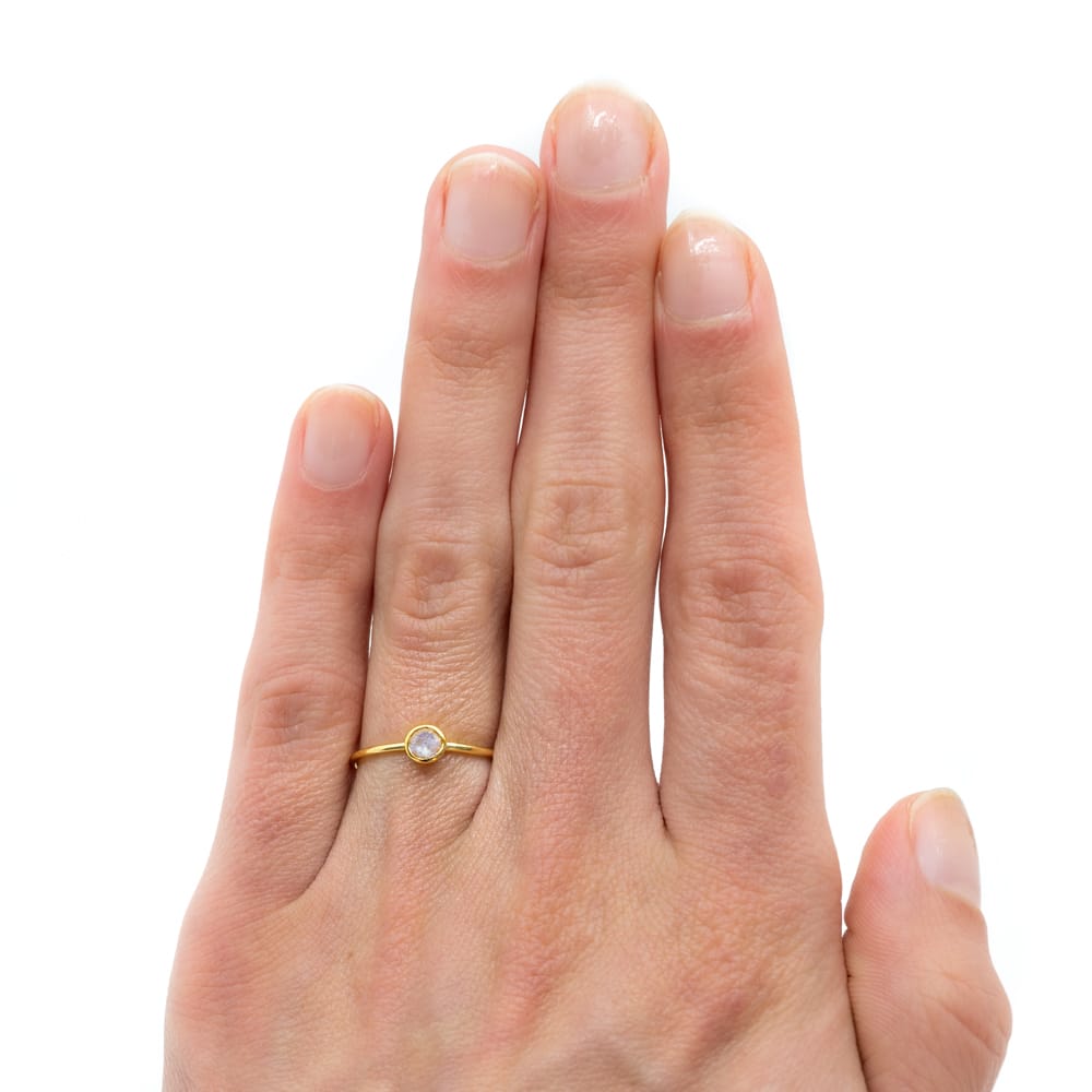 Geboortesteen Ring Maansteen Juni – 925 Zilver Verguld (Maat 17)