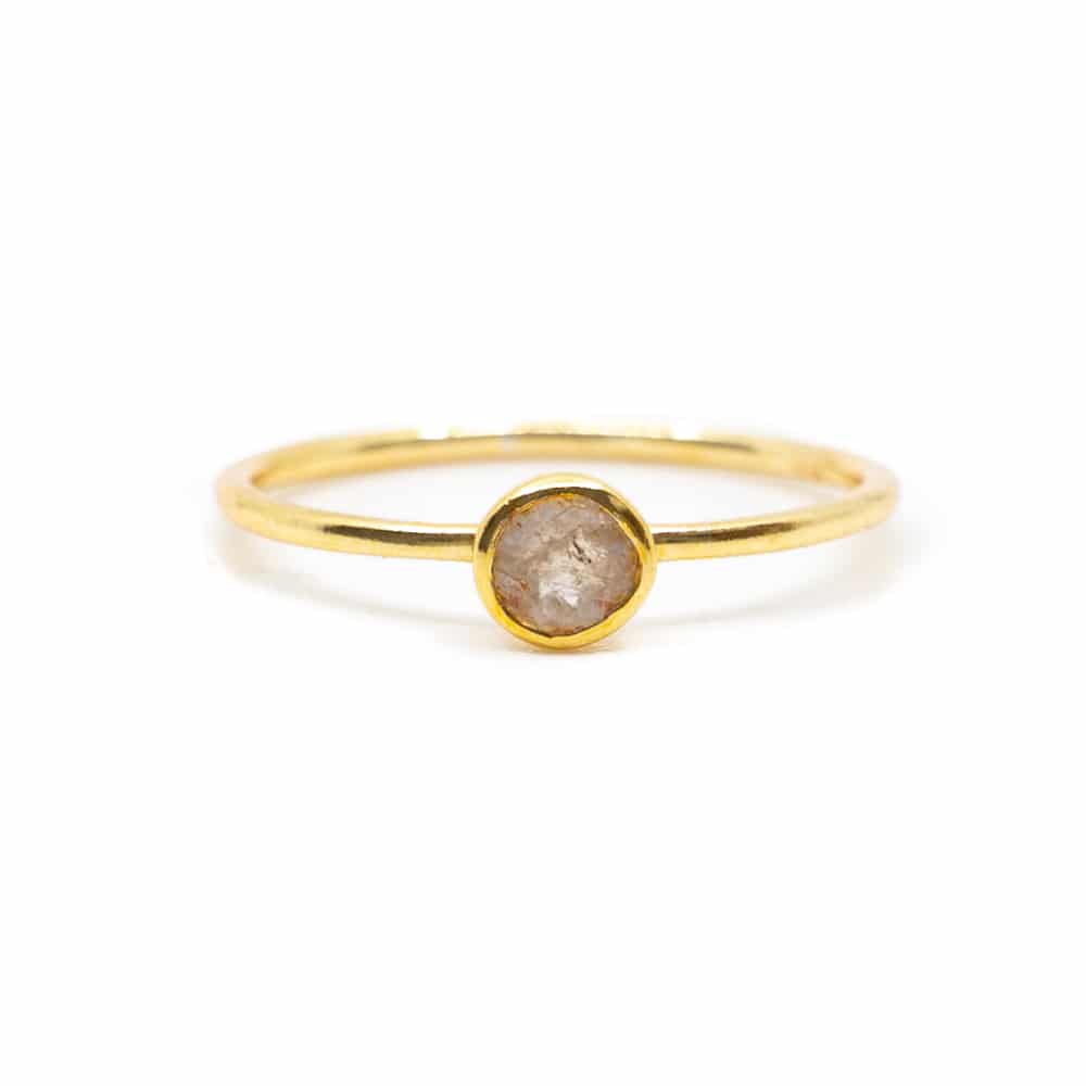 Geboortesteen Ring Maansteen Juni – 925 Zilver Verguld (Maat 17)