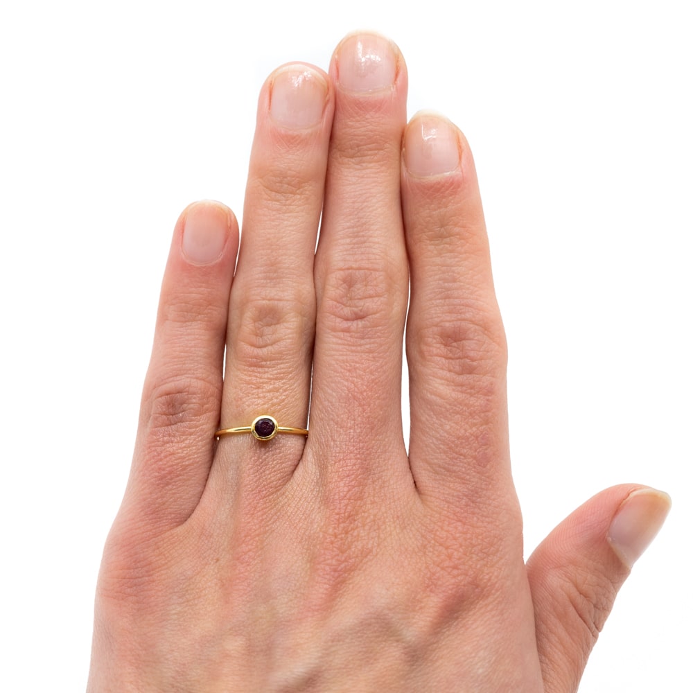 Geboortesteen Ring Robijn Juli – 925 Zilver Verguld (Maat 17)