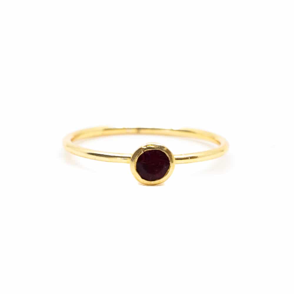 Geboortesteen Ring Robijn Juli – 925 Zilver Verguld (Maat 17)