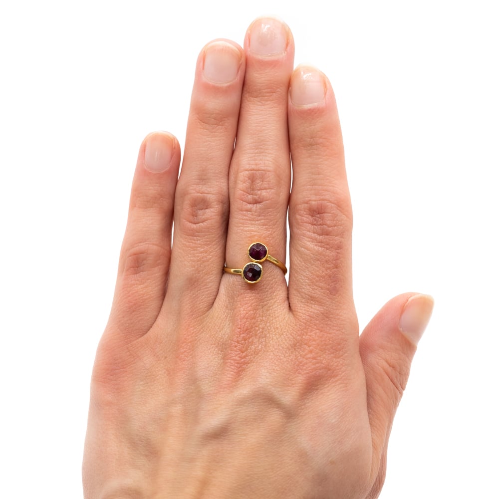Geboortesteen Ring Robijn Juli – 925 Zilver Verguld – Verstelbaar