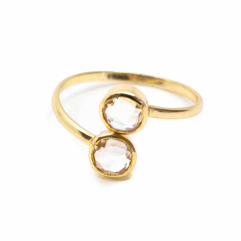 Geboortesteen Ring Bergkristal April – 925 Zilver Verguld – Verstelbaar