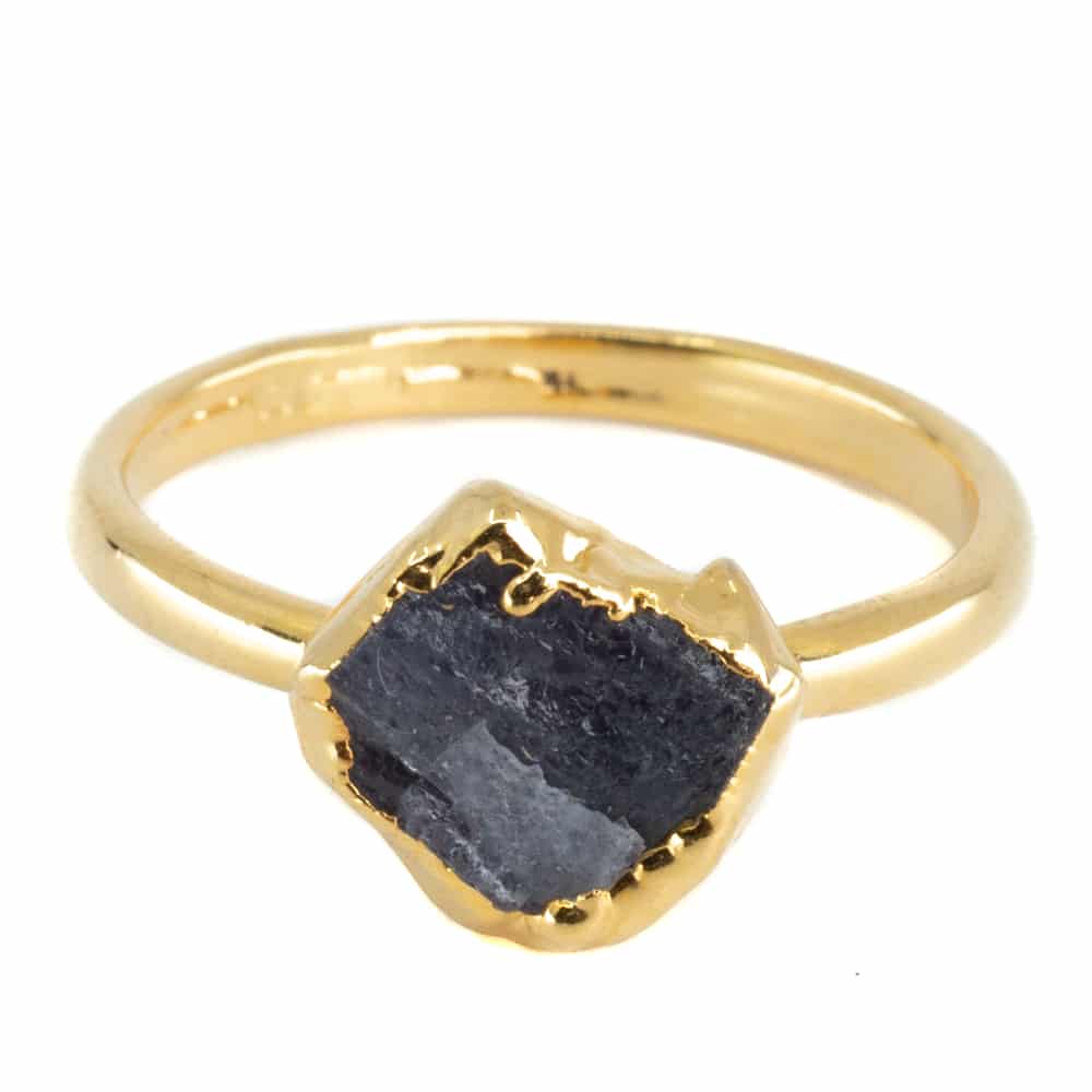Geboortesteen Ring Ruwe Tanzaniet December – 925 Zilver Verguld