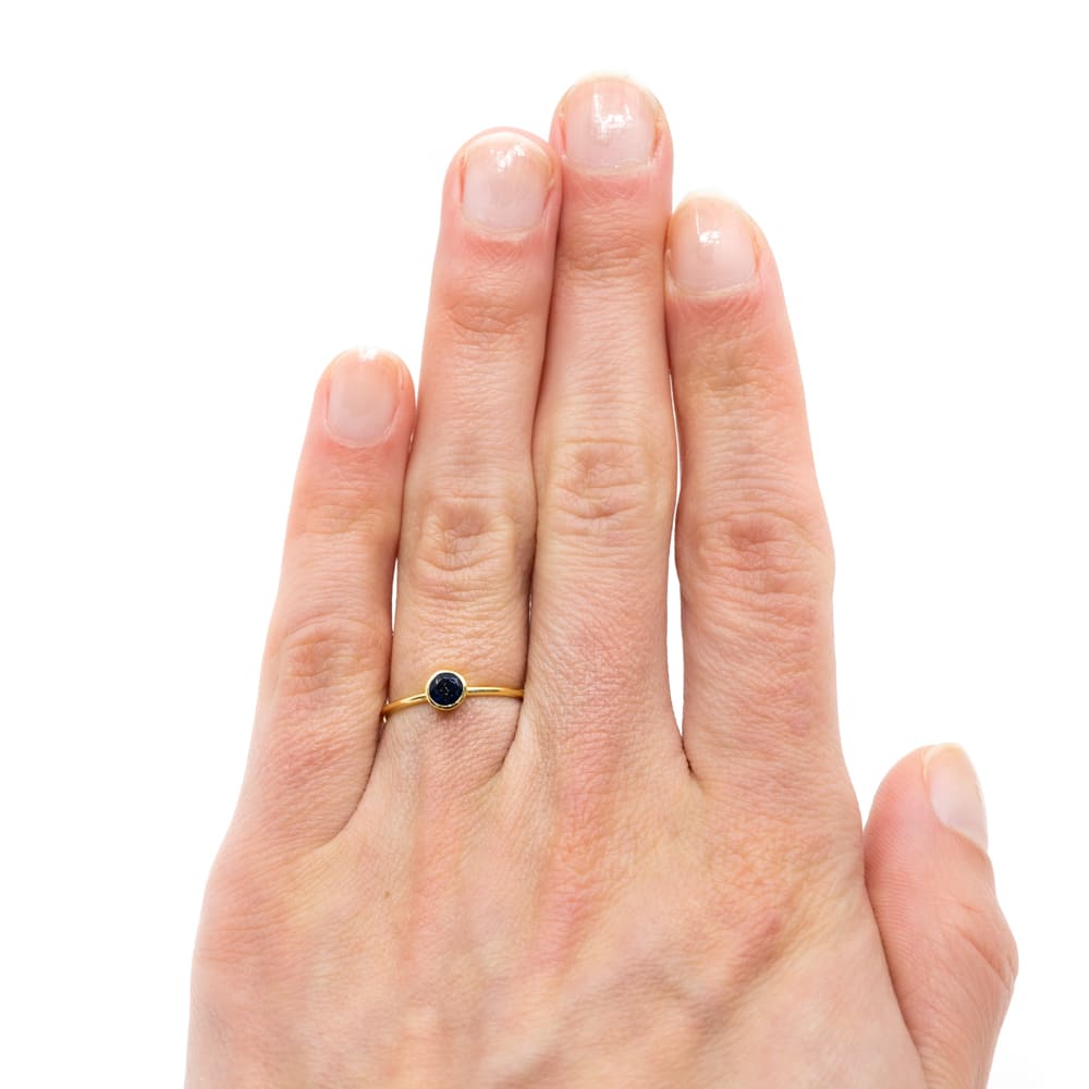 Geboortesteen Ring Saffier September – 925 Zilver Verguld (Maat 17)