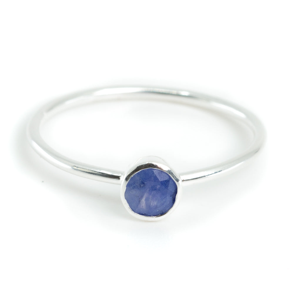 Geboortesteen Ring Saffier September – 925 Zilver – Zilverkleurig (Maat 17)