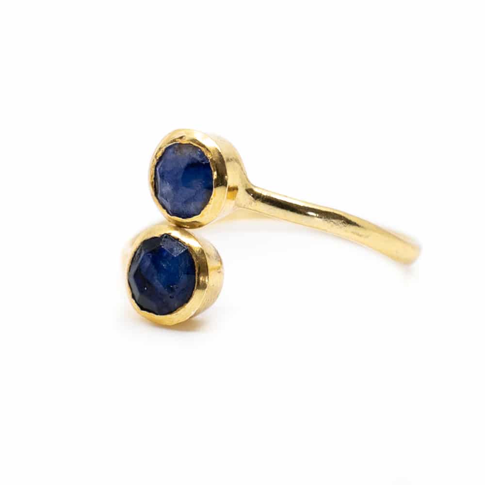 Geboortesteen Ring Saffier September – 925 Zilver Verguld – Verstelbaar