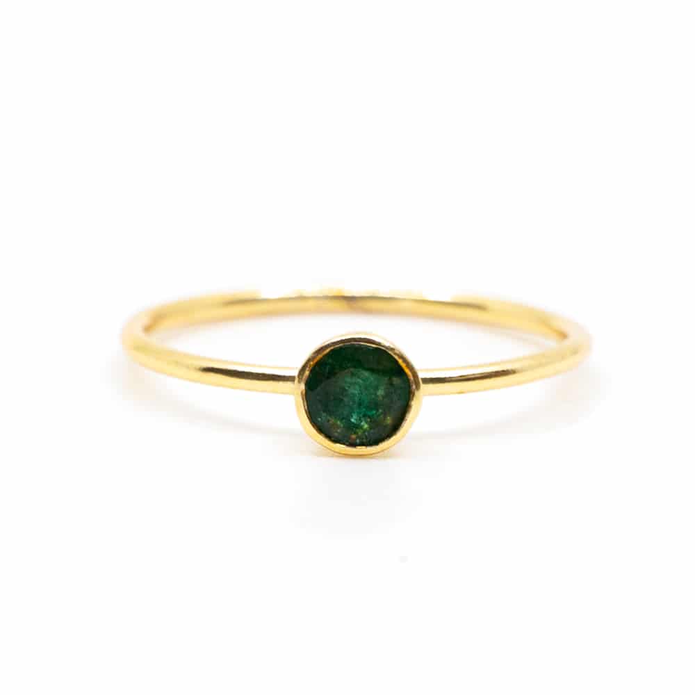 Geboortesteen Ring Smaragd Mei – 925 Zilver Verguld (Maat 17)