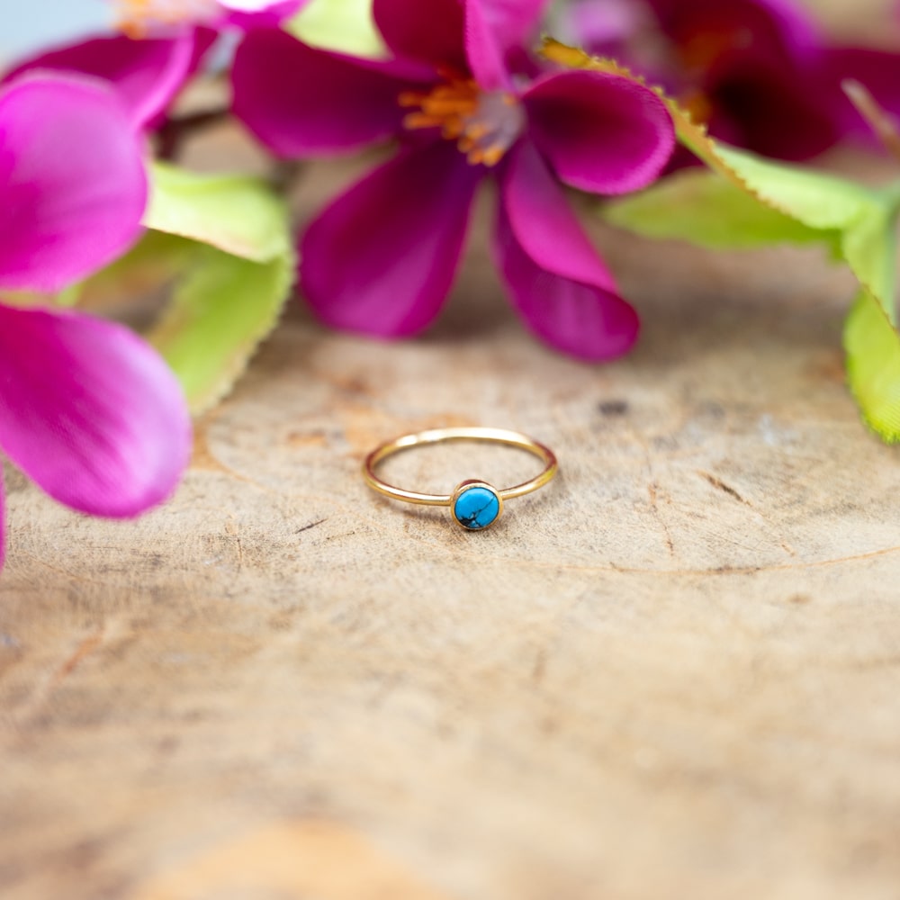 Geboortesteen Ring Turkoois December – 925 Zilver Verguld (Maat 17)