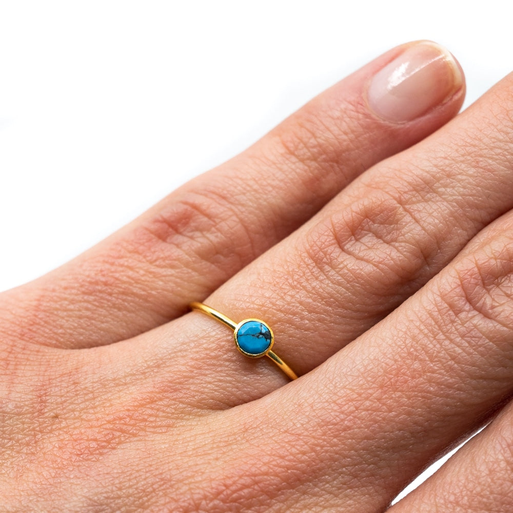 Geboortesteen Ring Turkoois December – 925 Zilver Verguld (Maat 17)