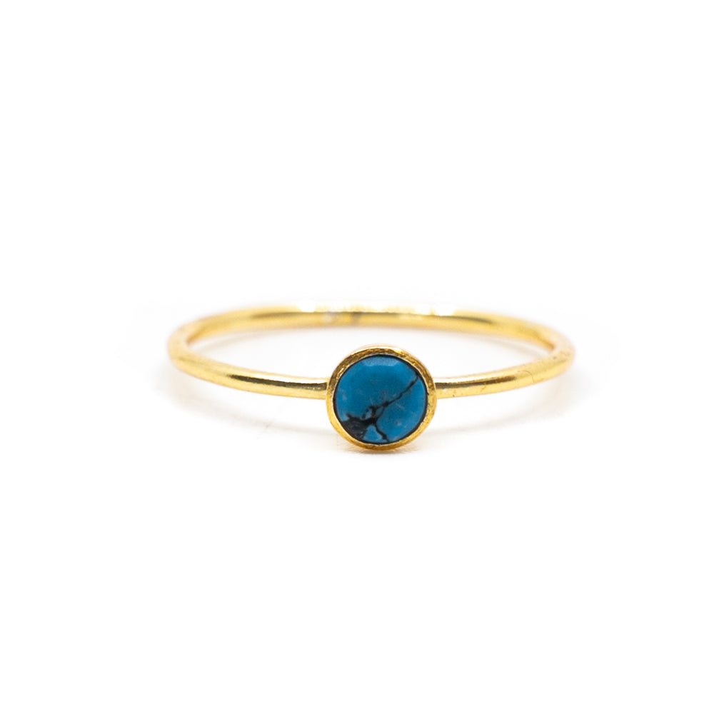 Geboortesteen Ring Turkoois December – 925 Zilver Verguld (Maat 17)