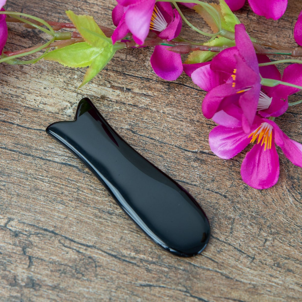 Guasha Schraper Obsidiaan Vis – 95 mm