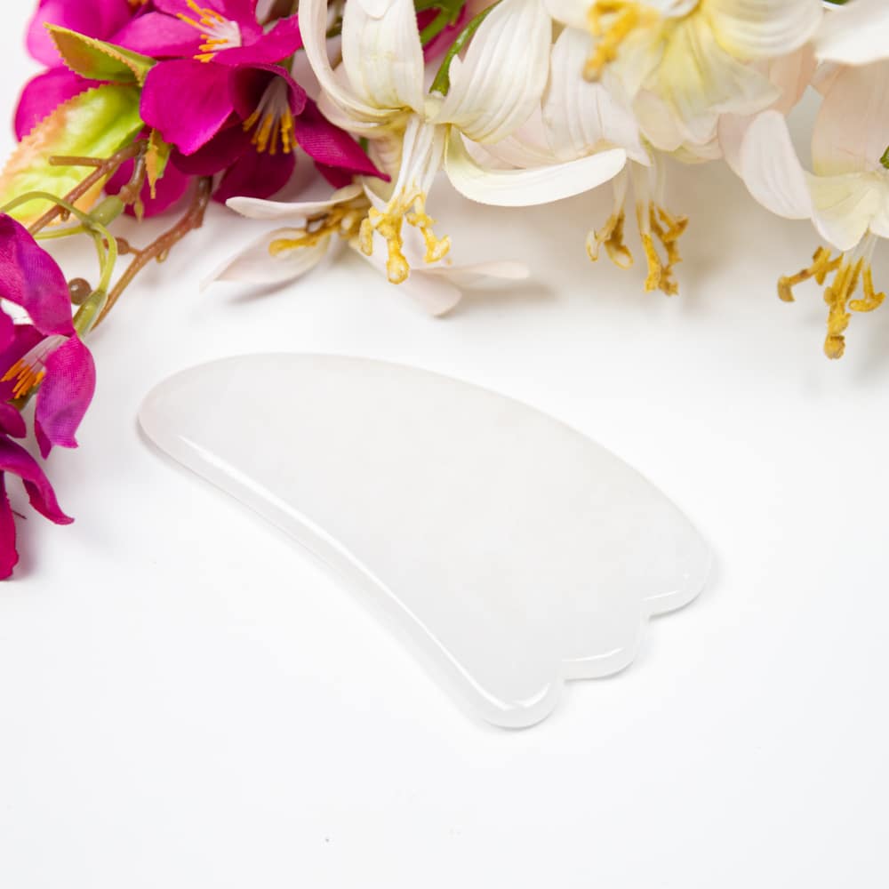 Guasha Schraper Witte Jade Wolk