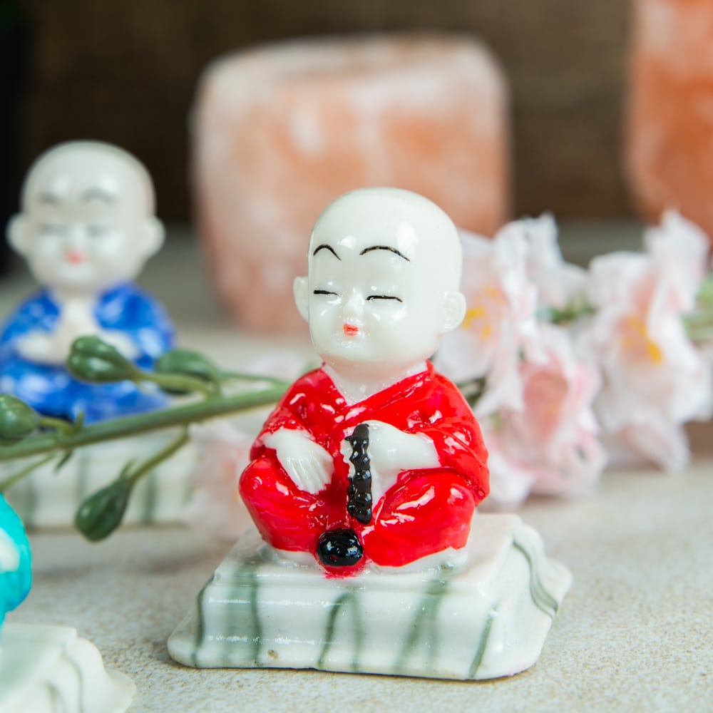 Happy Boeddha Beeld Lotushouding – set van 4 – ca. 7 cm