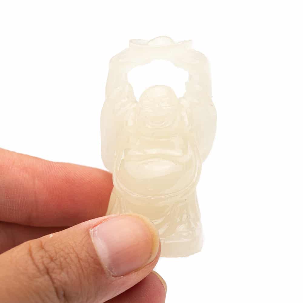 Happy Boeddha Beeld Polyresin Wit – set van 6 – ca. 5 cm