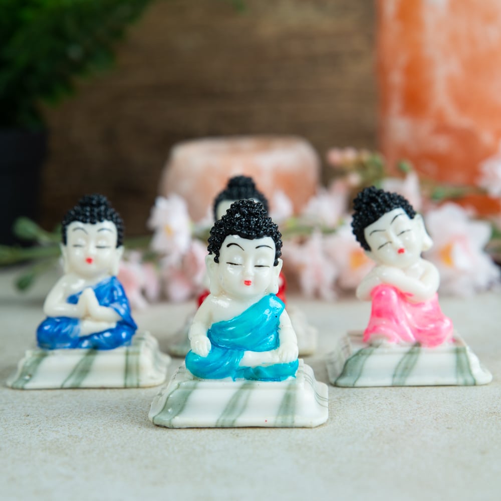 Happy Boeddha Beelden – set van 4  – ca. 7 cm