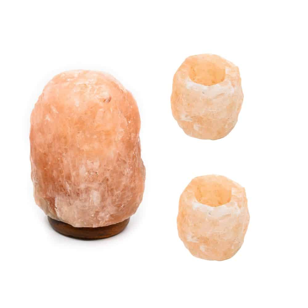 Himalaya Zoutlamp (2-3kg) en Waxinelichthouders – Bundel