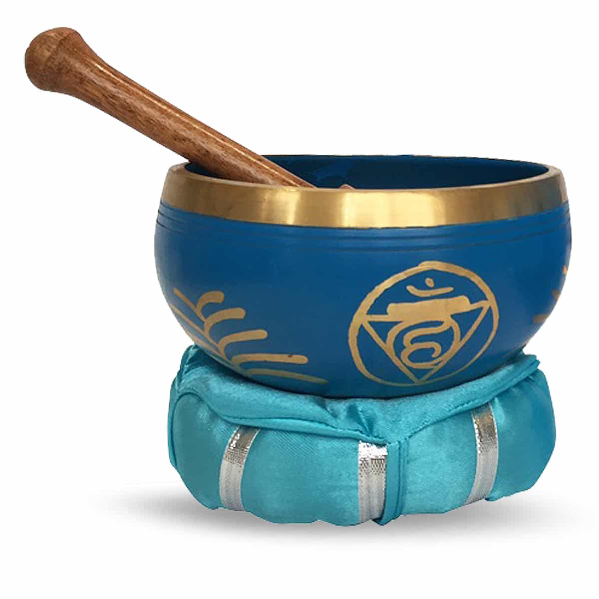Klankschaal met Klopper en Kussen –  Throat Chakra (± 11 cm)