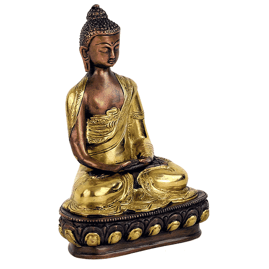 Japanse Boeddha Beeld Messing Amithaba Tweekleurig – 20 cm