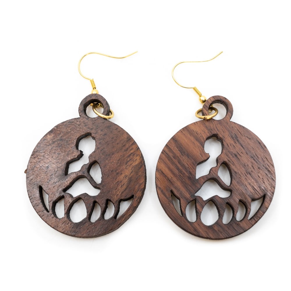 Oorhangers Boeddha Hout