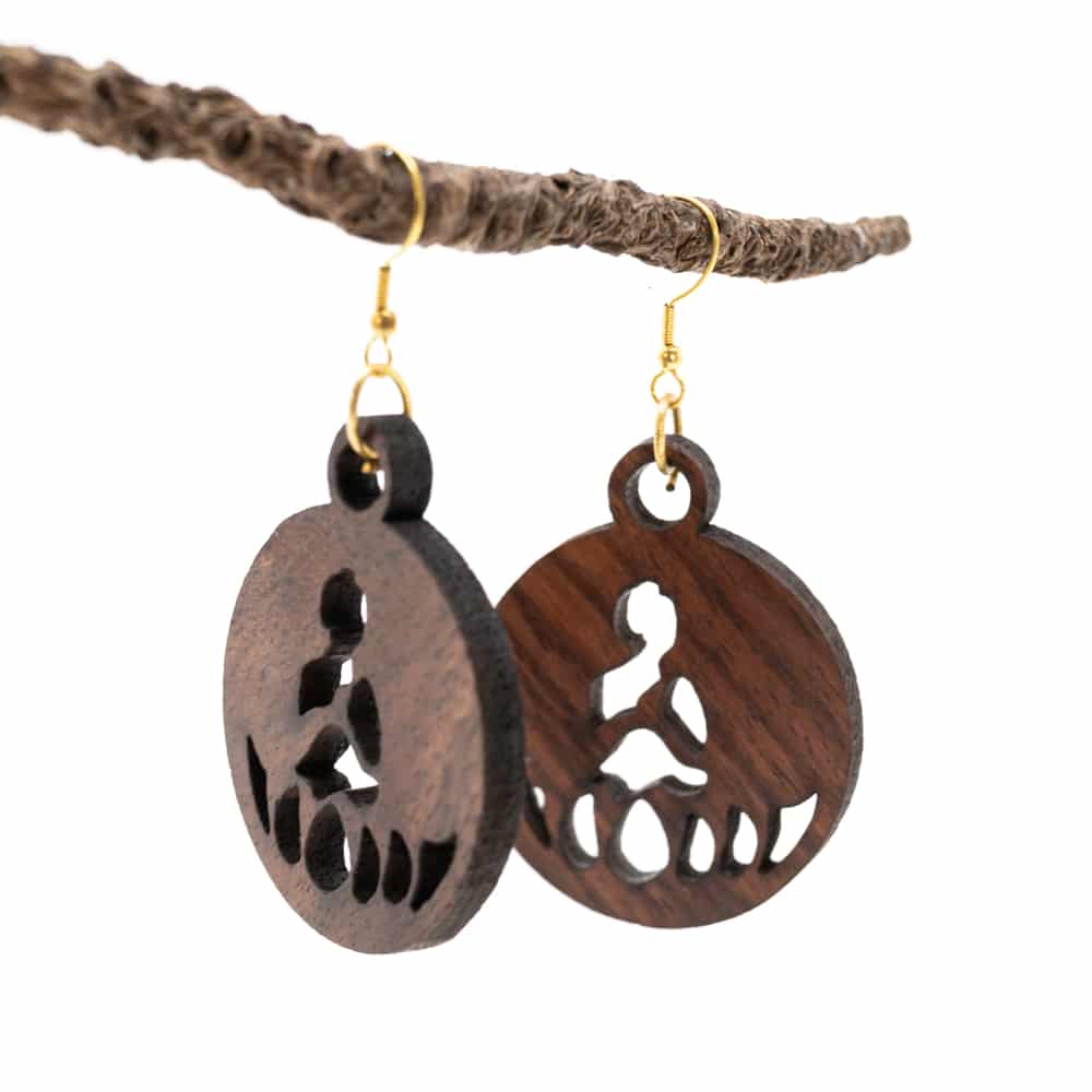 Oorhangers Boeddha Hout