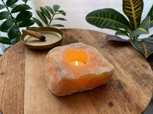 Waxinelichthouder Edelsteen Calciet Oranje (ca. 10 cm)