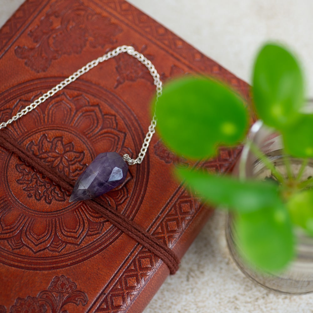 Pendel Edelsteen Amethist Diamant Geslepen