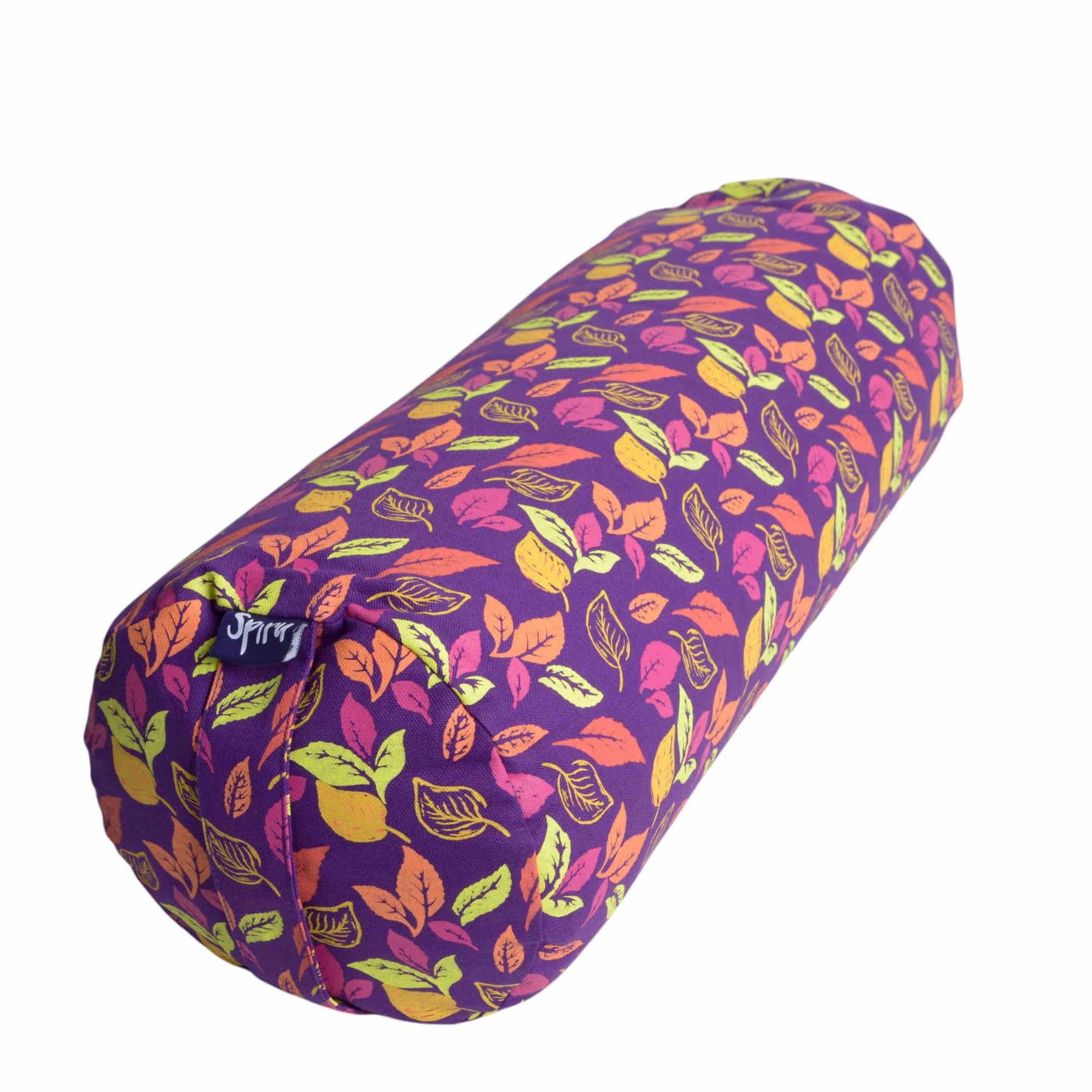 Yoga Bolster Paars Rond Katoen – Floral Print – 59 x 21,5 cm