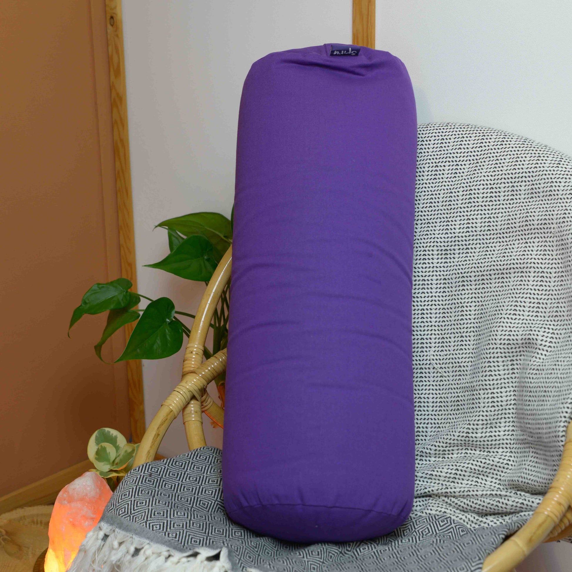 Yoga Bolster Paars Rond Katoen – Effen – 59 x 21,5 cm
